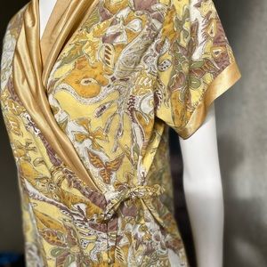 Vintage silk - cotton kimono wrap dress or robe